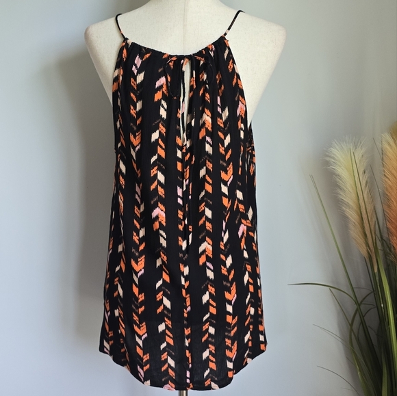 Savanna Jane New Vera Embroidered Black Floral Halter Tie Tank Top Size Small - Picture 7 of 12